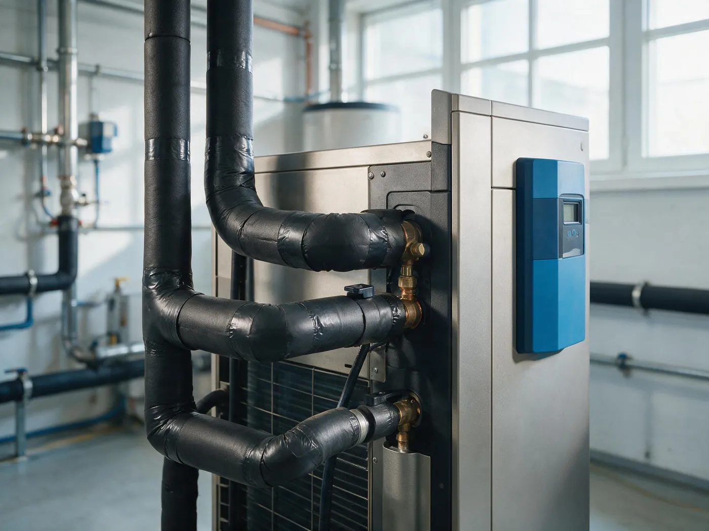 Wärmepumpe mit dampfdicht gedämmten Anschlussleitungen